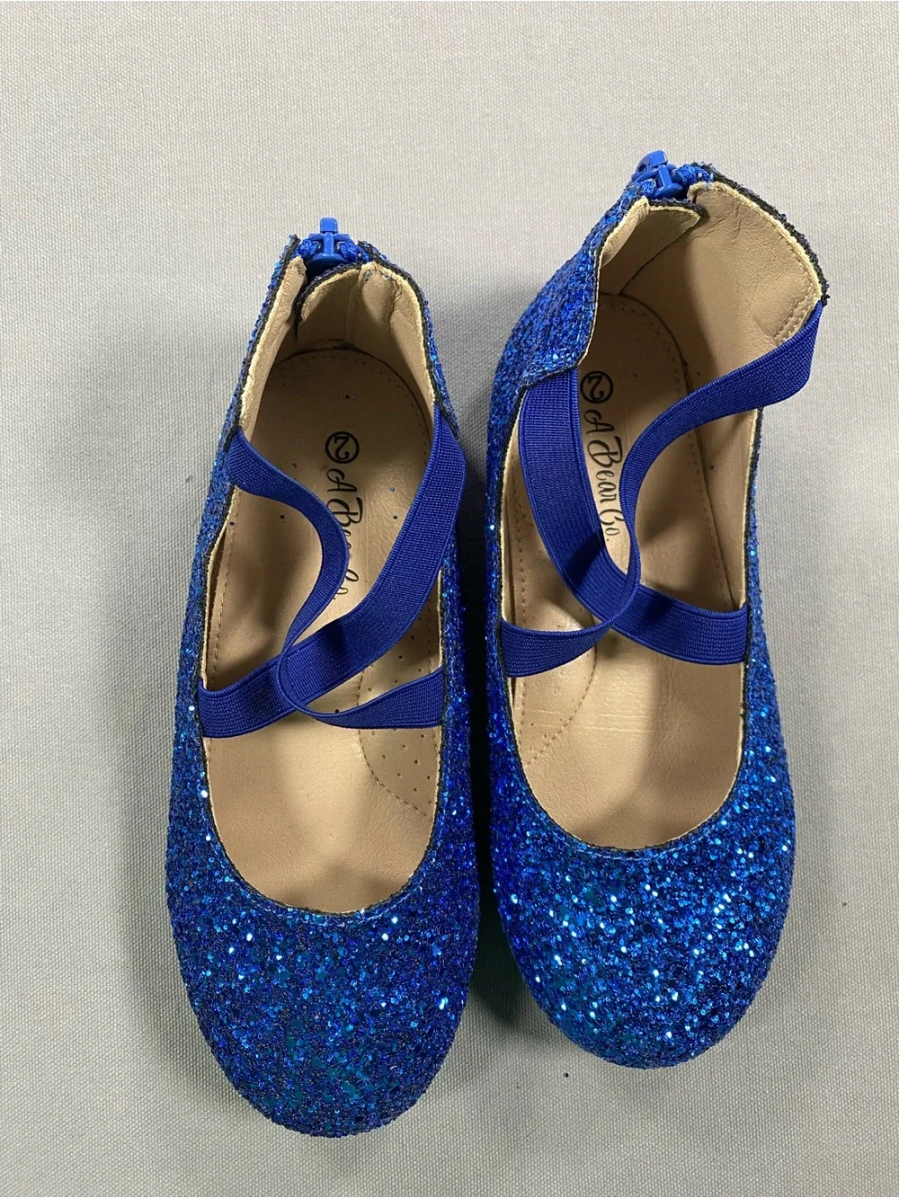 A Bear Co Girls' Sparkling Royal Blue Dress Flats with Crisscross Elastic Straps